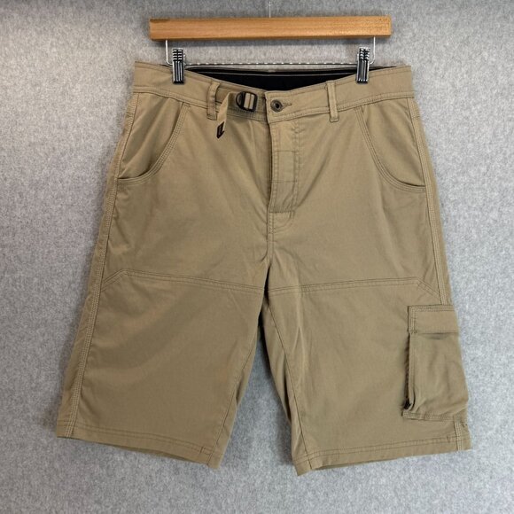 Prana Mens Size Small Tan Cargo Zion Shorts Nylon Blend Khaki‎ Adjustable Waist - Picture 1 of 14